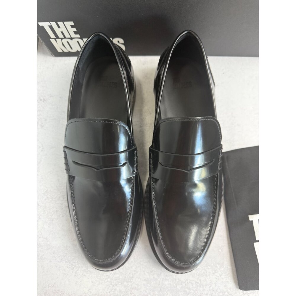 NIB The‎ Kooples Boy’s Smooth Leather Black Loafers Moccasins FR 40 US 6 Slip-On